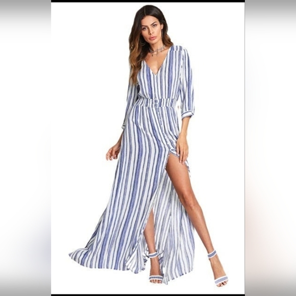 Flowy Boho Button Front Maxi Dress (NWT)Sz (Med) - Picture 3 of 8